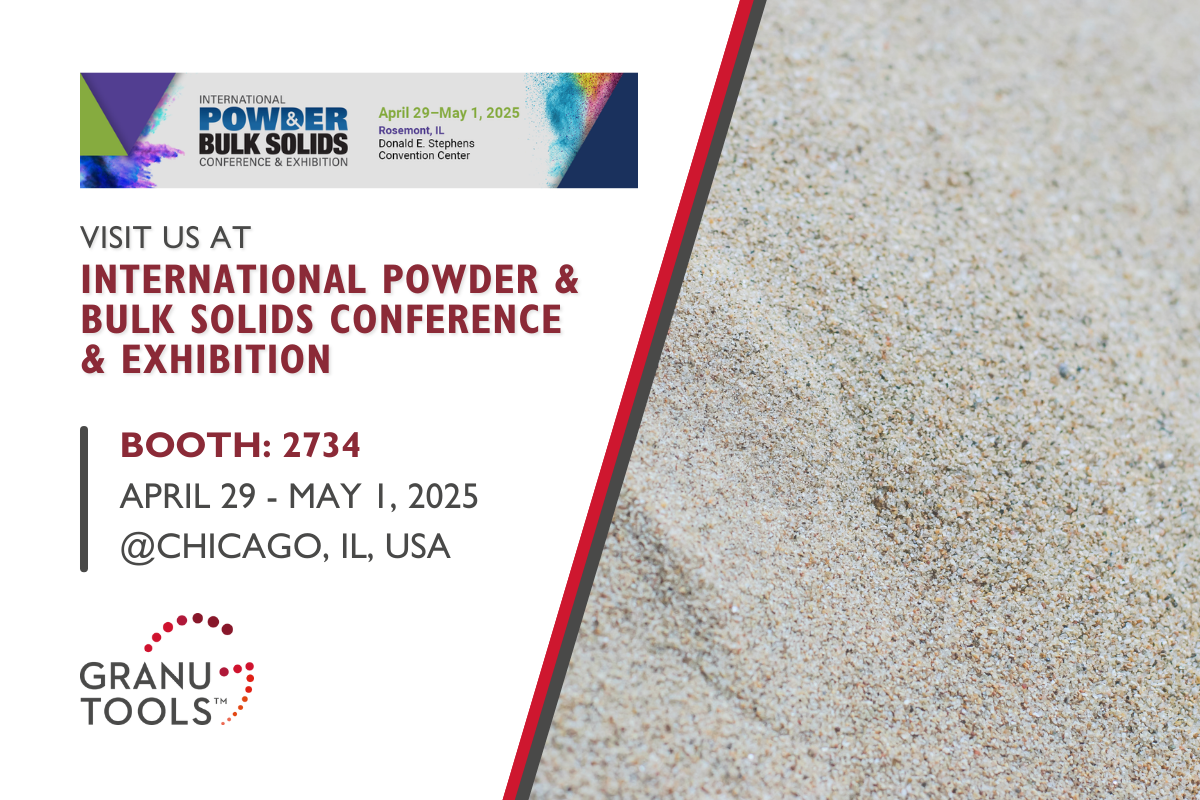banner of Granutools to share that Granutools will attend International Powder & Bulk Solids Conference & Exhibition 2025 from April 29 to May 1 in Chicago, Illinois, USA
